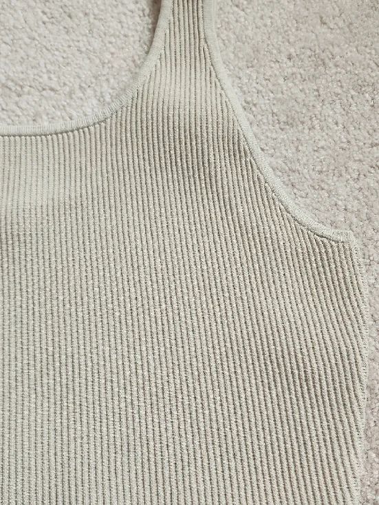 Babaton Ribbed Square-Neck Crop Tank - Beige 2XL - Picture 4 of 9